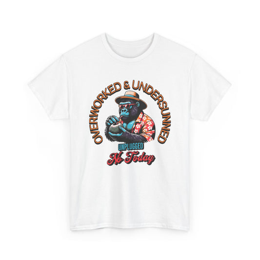 Overworked & Undersunned Tee – Funny Unisex T-Shirt for Summer Vibes, Chill Weekends & BBQ Days