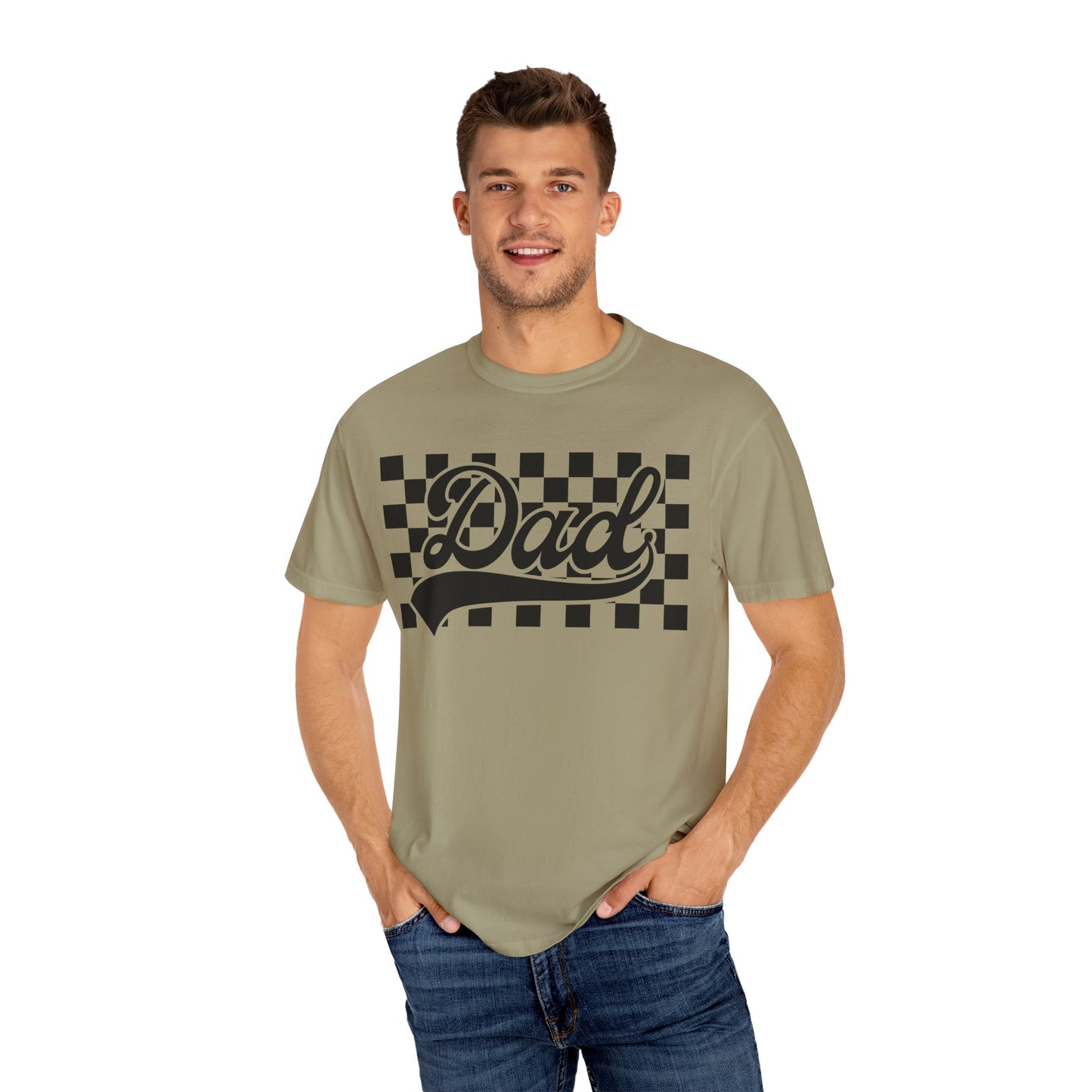 Checkered Dad T-Shirt | Garment-Dyed Tee for Father's Day