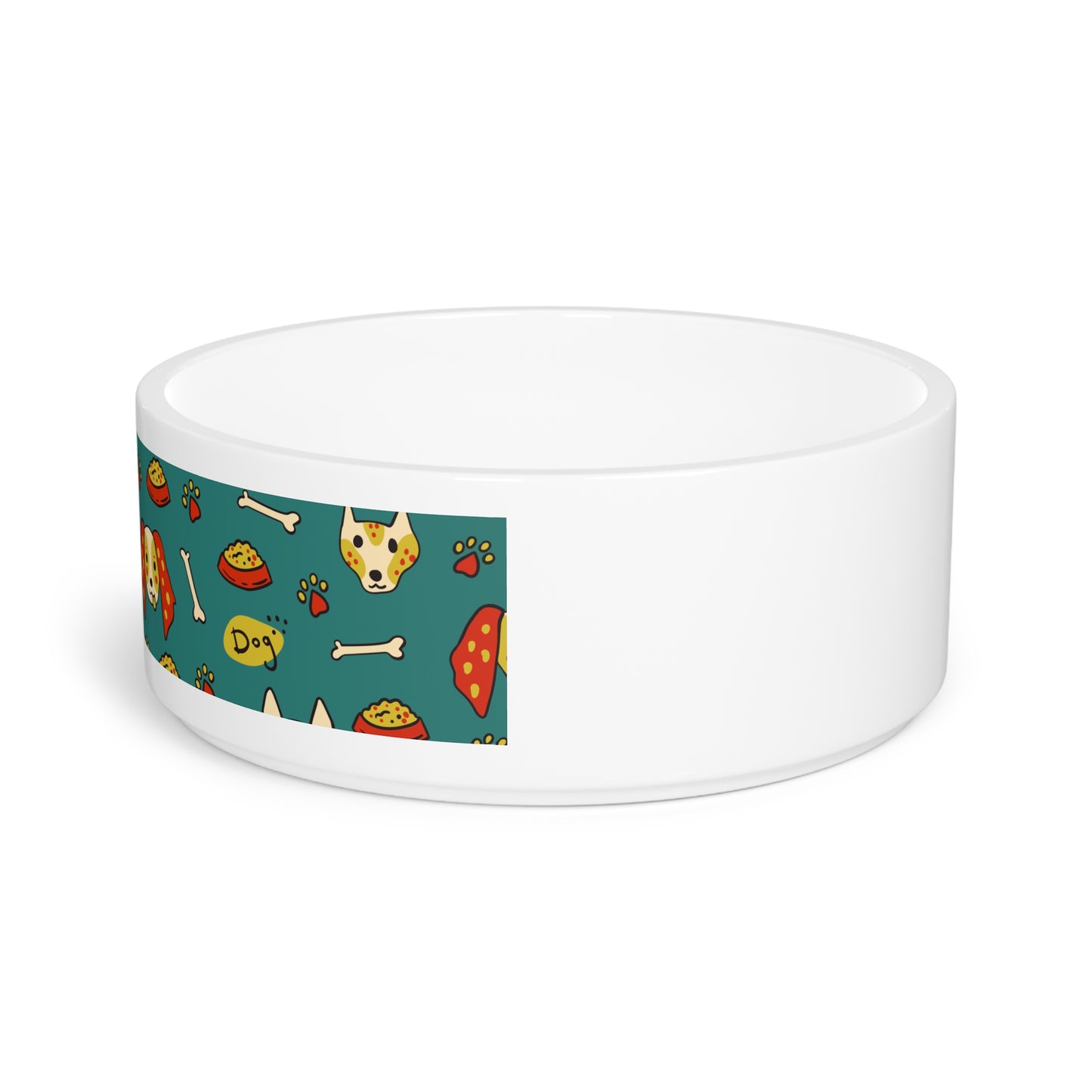 Cute Dog-Themed Pet Bowl with Paw Prints and Bones