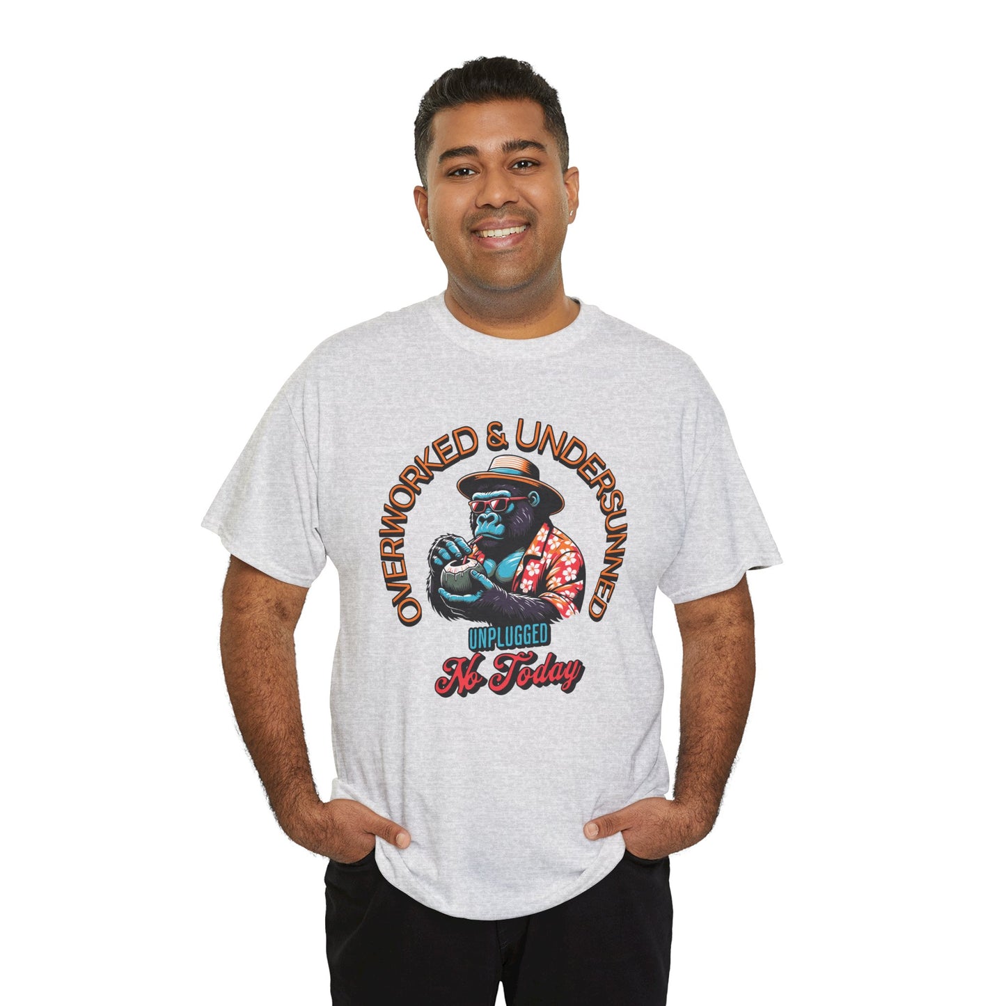 Overworked & Undersunned Tee – Funny Unisex T-Shirt for Summer Vibes, Chill Weekends & BBQ Days