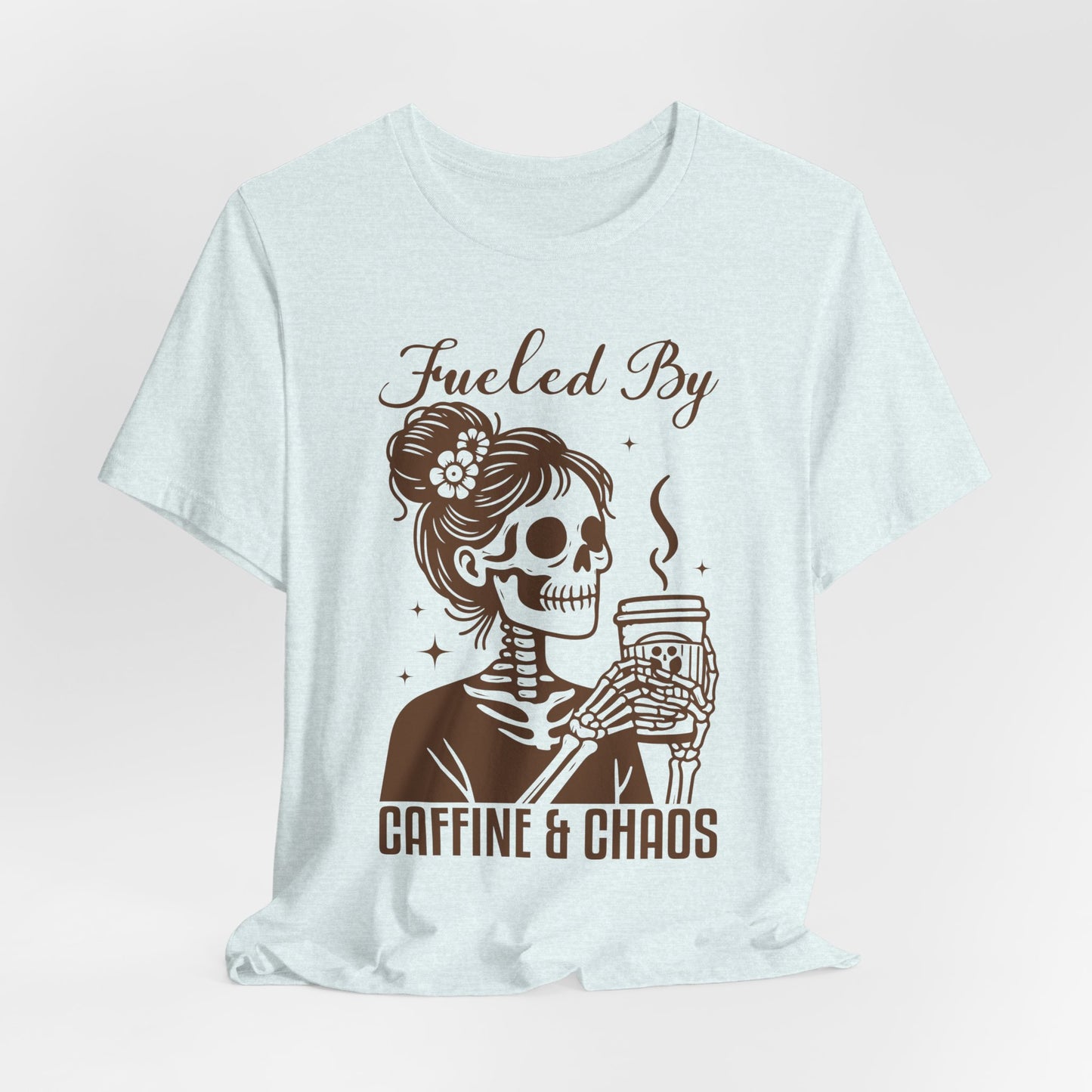 Fueled By Caffeine & Chaos Jersey Tee - Perfect for Coffee Lovers