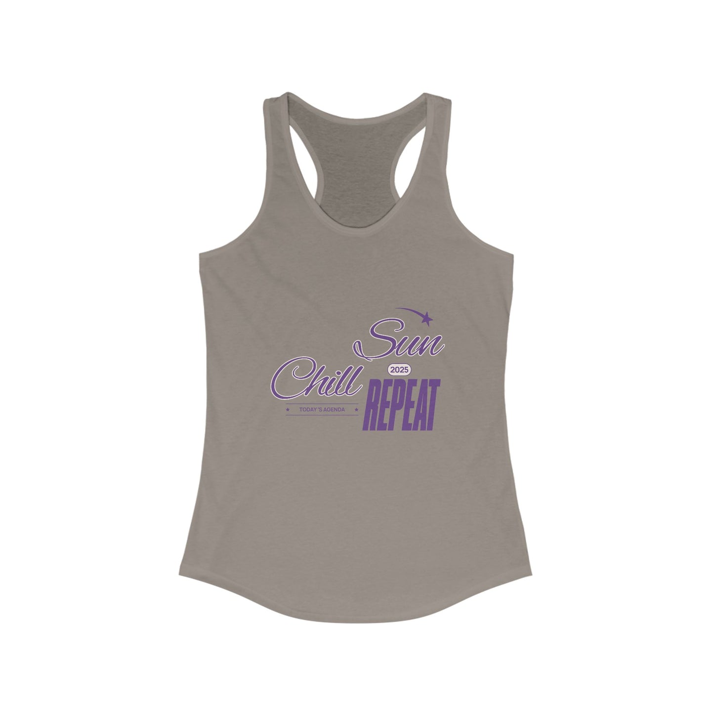 Sunny Chill Repeat Racerback Tank, Summer Top, Beachwear, Workout Tank, Casual Style, Gift for Her