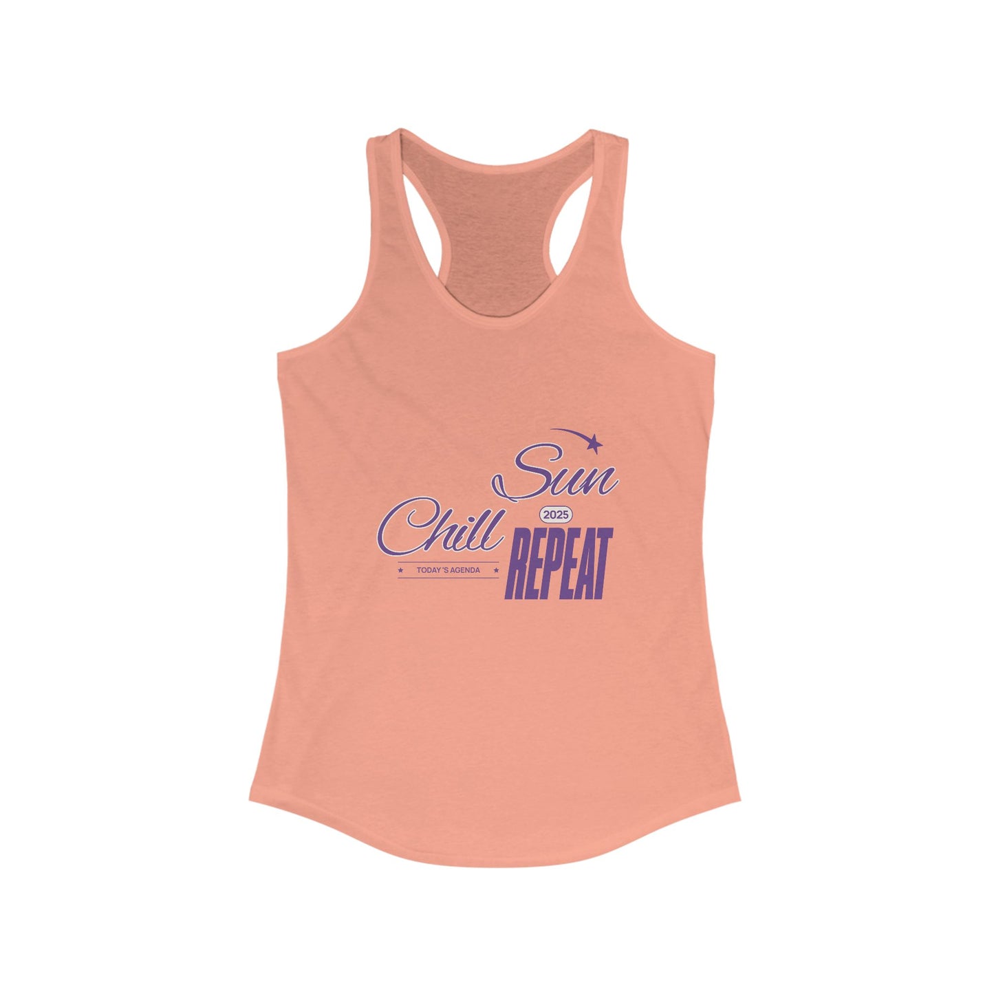 Sunny Chill Repeat Racerback Tank, Summer Top, Beachwear, Workout Tank, Casual Style, Gift for Her