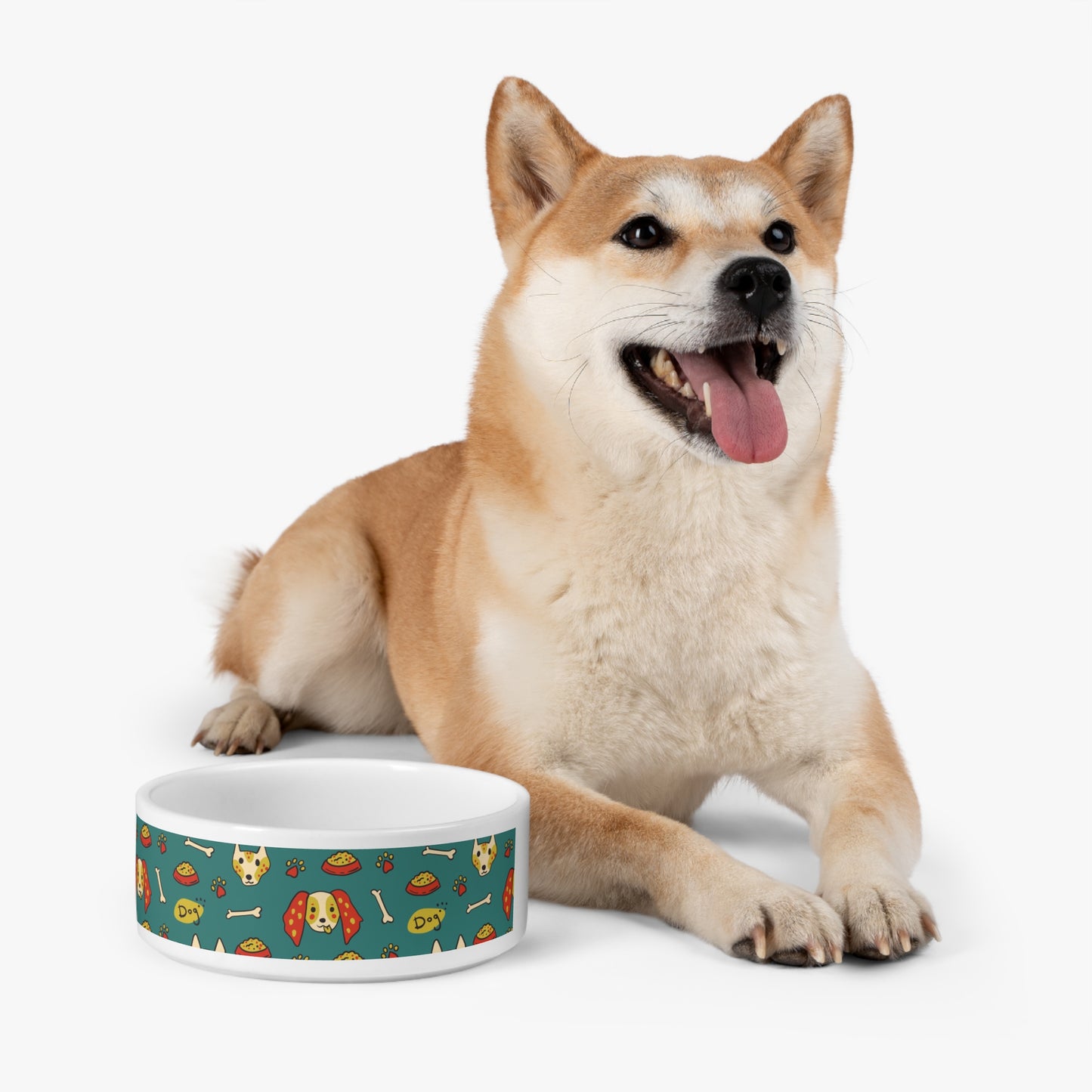 Cute Dog-Themed Pet Bowl with Paw Prints and Bones
