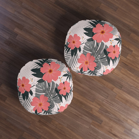 Tropical Floral Tufted Floor Pillow - Round Decorative Cushion for Relaxation and Home Decor