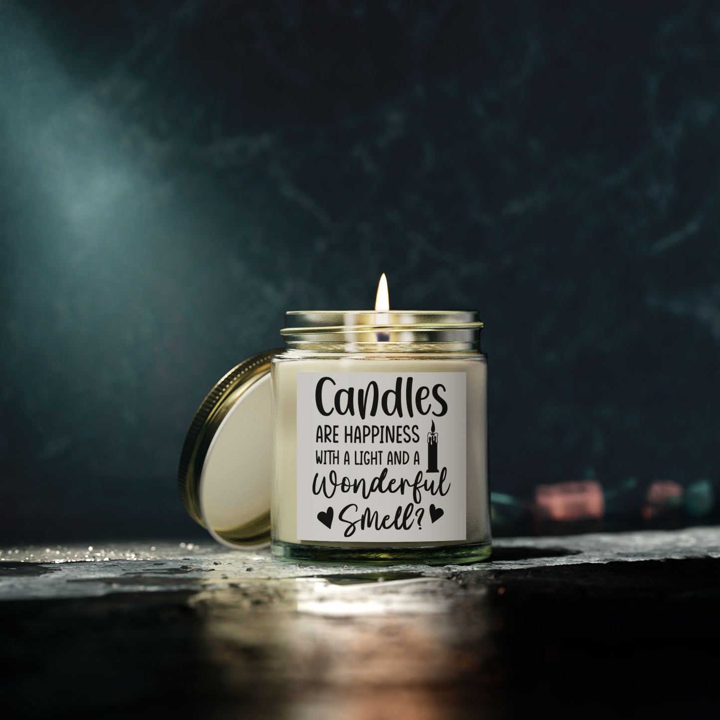 Scented Candles - "Candles Are Happiness" Coconut Apricot Wax (4oz, 9oz) - Ideal for Relaxation and Gifting