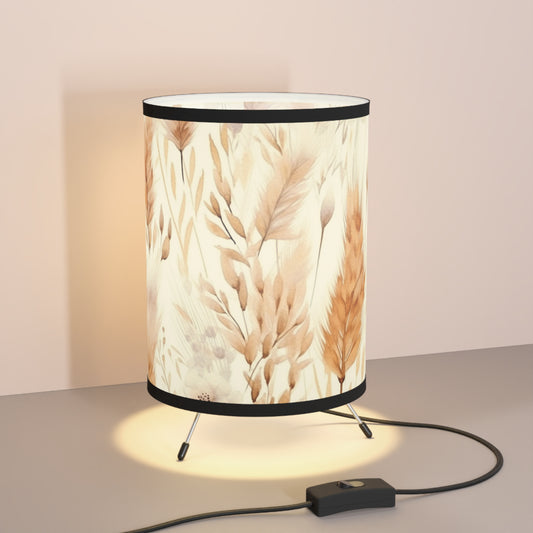 Boho Floral Tripod Lamp - High-Res Printed Shade for Cozy Home Decor
