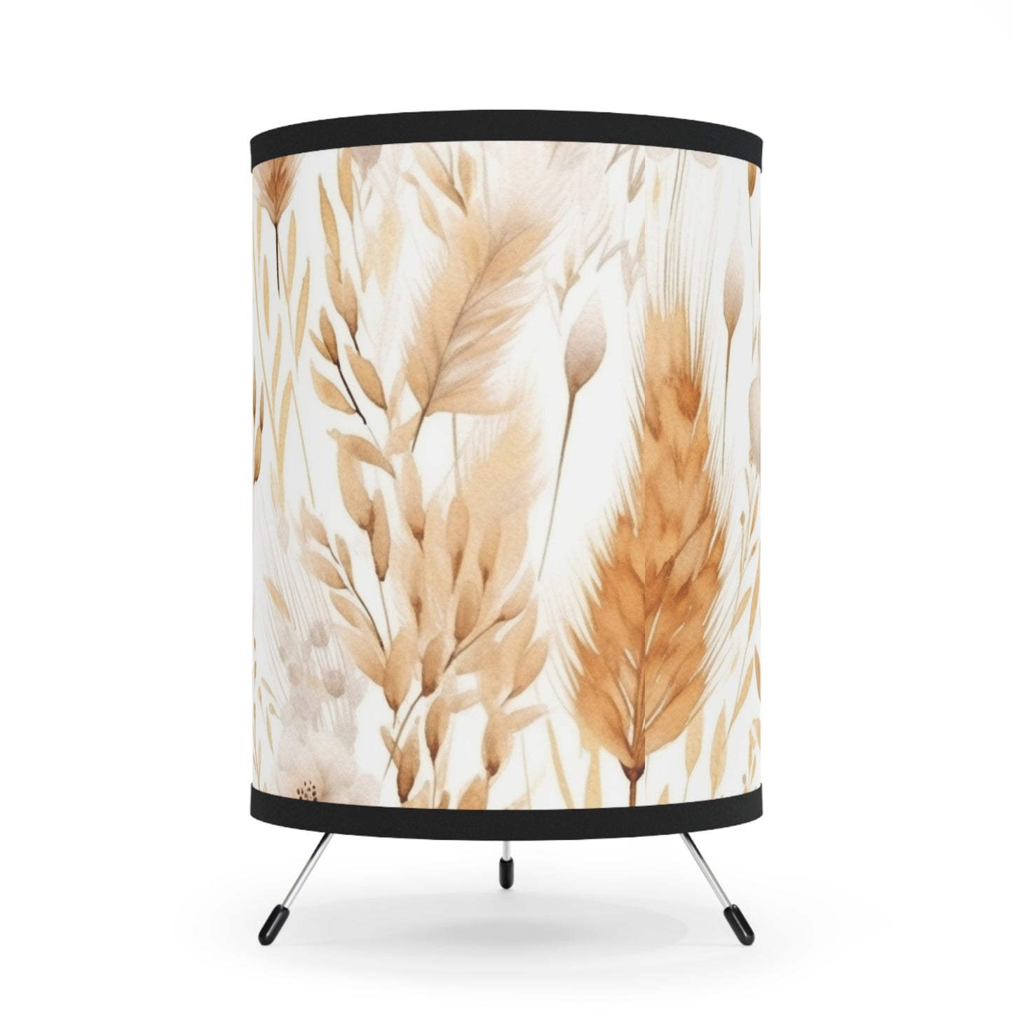 Boho Floral Tripod Lamp - High-Res Printed Shade for Cozy Home Decor