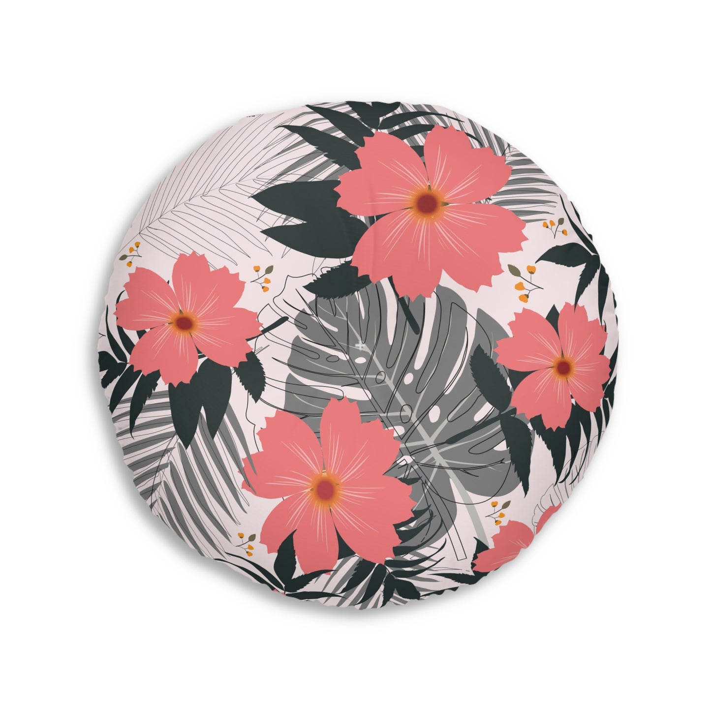 Tropical Floral Tufted Floor Pillow - Round Decorative Cushion for Relaxation and Home Decor