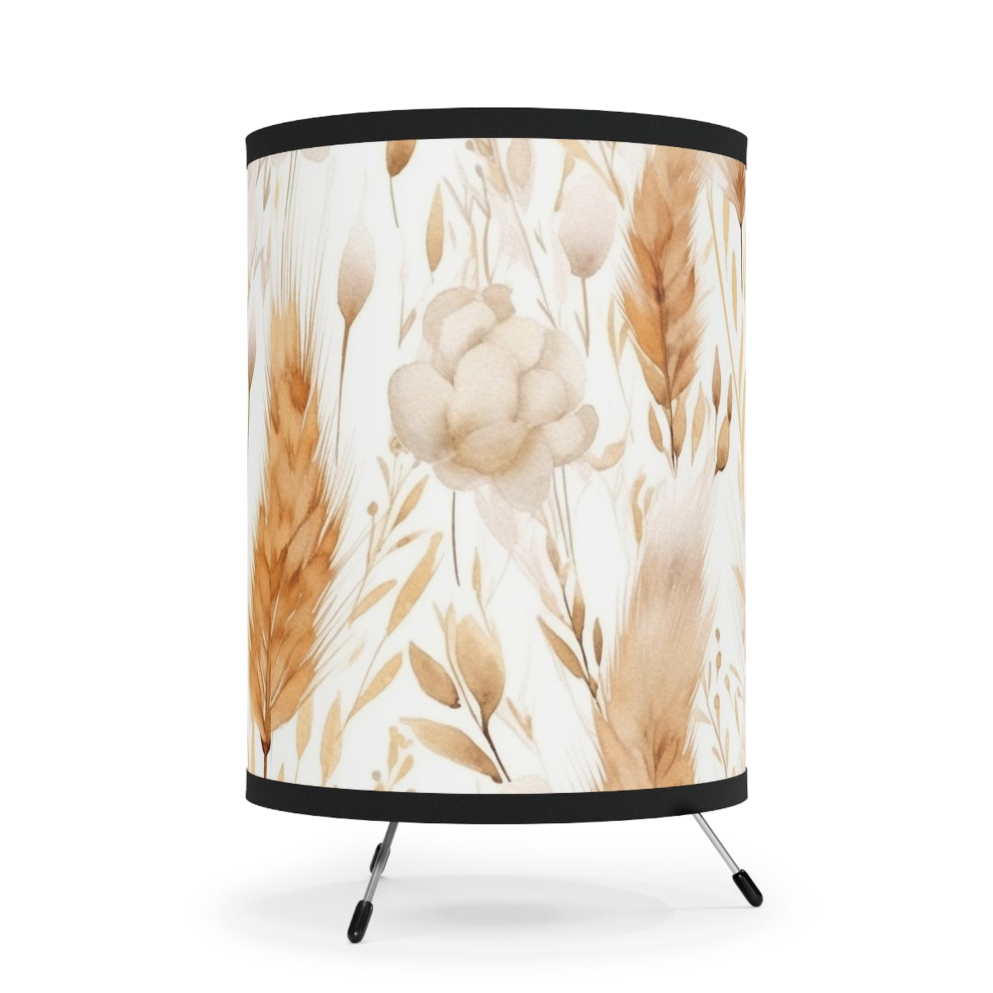 Boho Floral Tripod Lamp - High-Res Printed Shade for Cozy Home Decor