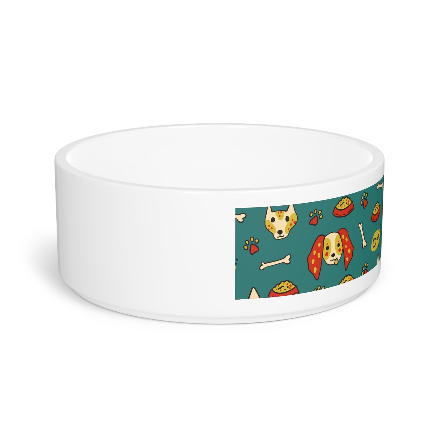 Cute Dog-Themed Pet Bowl with Paw Prints and Bones
