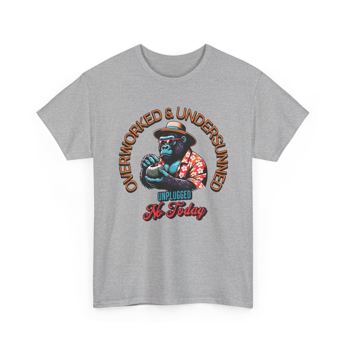 Overworked & Undersunned Tee – Funny Unisex T-Shirt for Summer Vibes, Chill Weekends & BBQ Days