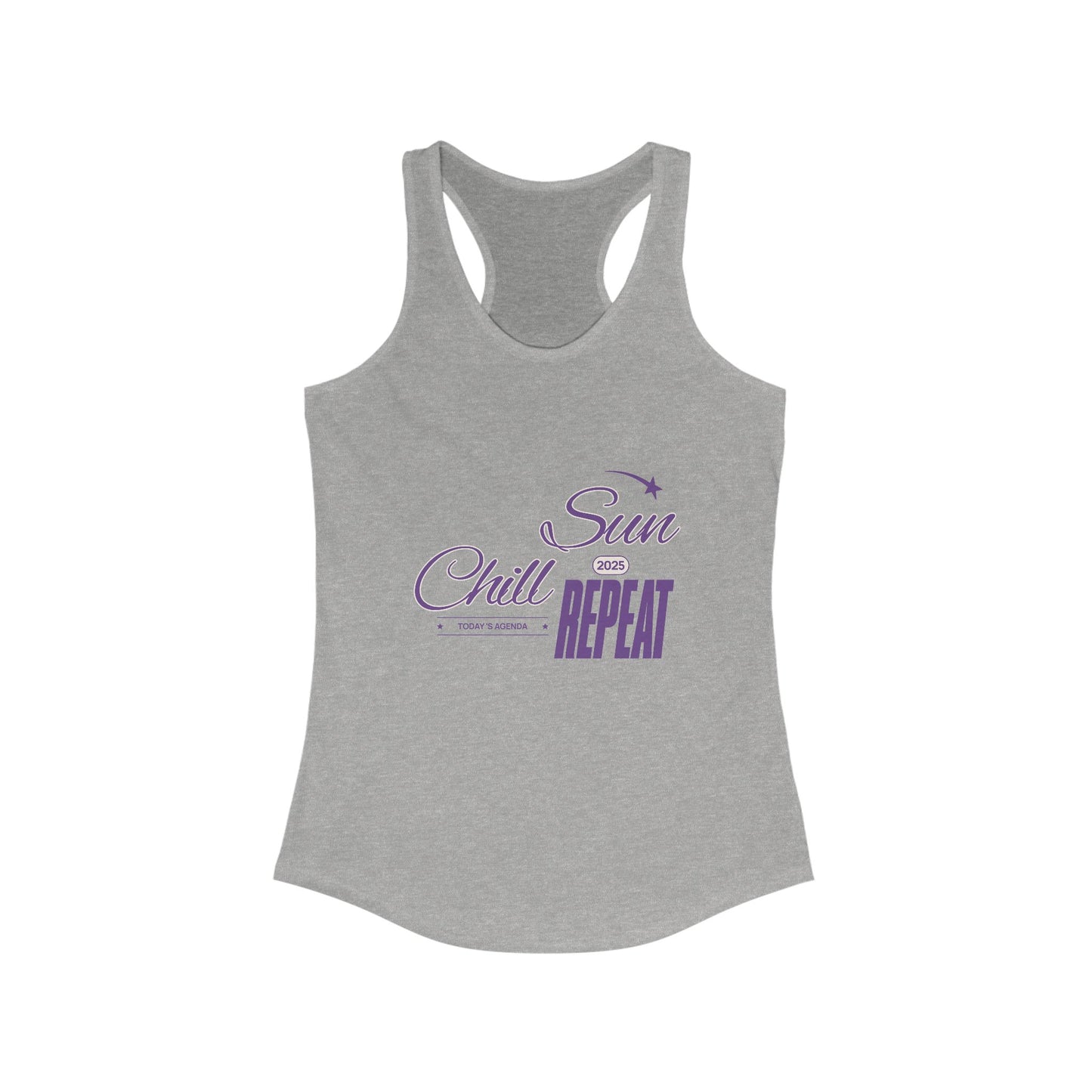 Sunny Chill Repeat Racerback Tank, Summer Top, Beachwear, Workout Tank, Casual Style, Gift for Her
