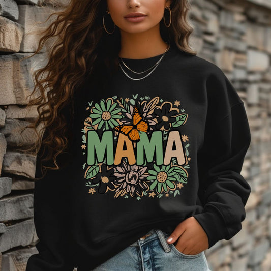 Floral Mama Crewneck Sweatshirt - Cozy Gift for Moms