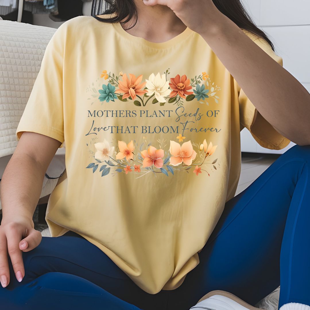 Mother's Day Floral Tee - Jersey Short Sleeve Shirt with Inspirational Quote