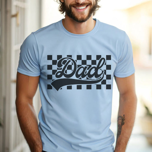 Checkered Dad T-Shirt | Garment-Dyed Tee for Father's Day