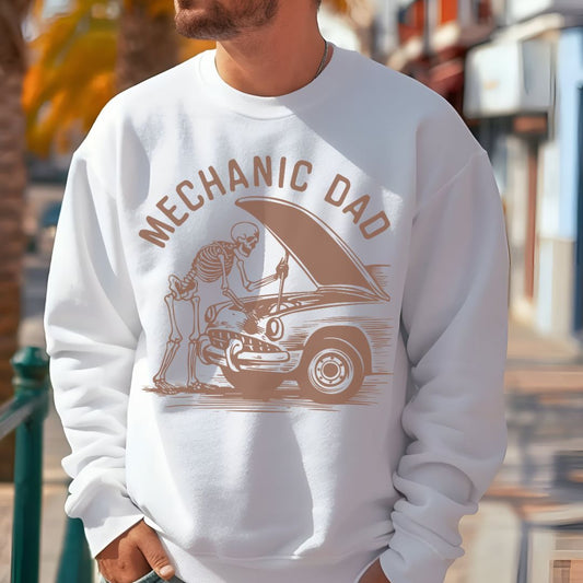 Skeleton Mechanic Dad Sweatshirt | Heavy Blend Crewneck