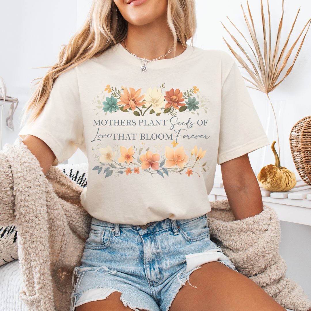 Mother's Day Floral Tee - Jersey Short Sleeve Shirt with Inspirational Quote