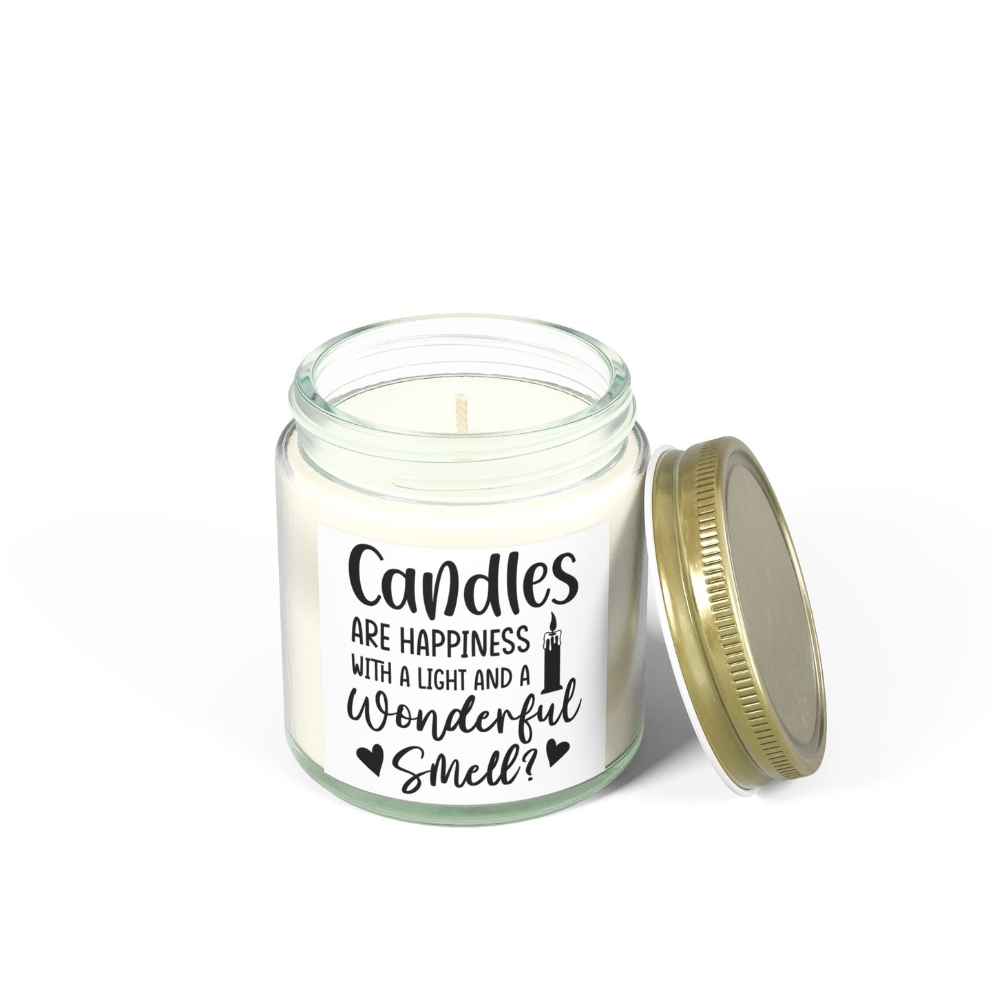 Scented Candles - "Candles Are Happiness" Coconut Apricot Wax (4oz, 9oz) - Ideal for Relaxation and Gifting