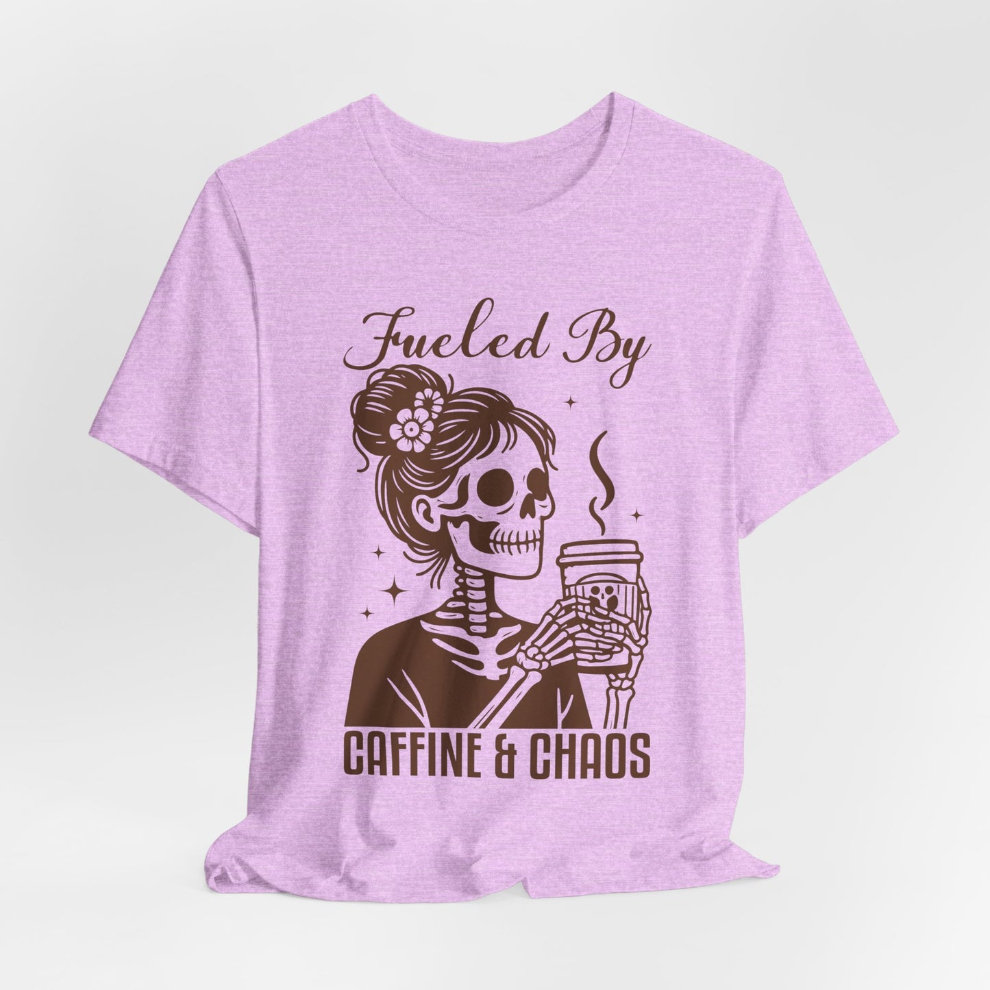 Fueled By Caffeine & Chaos Jersey Tee - Perfect for Coffee Lovers