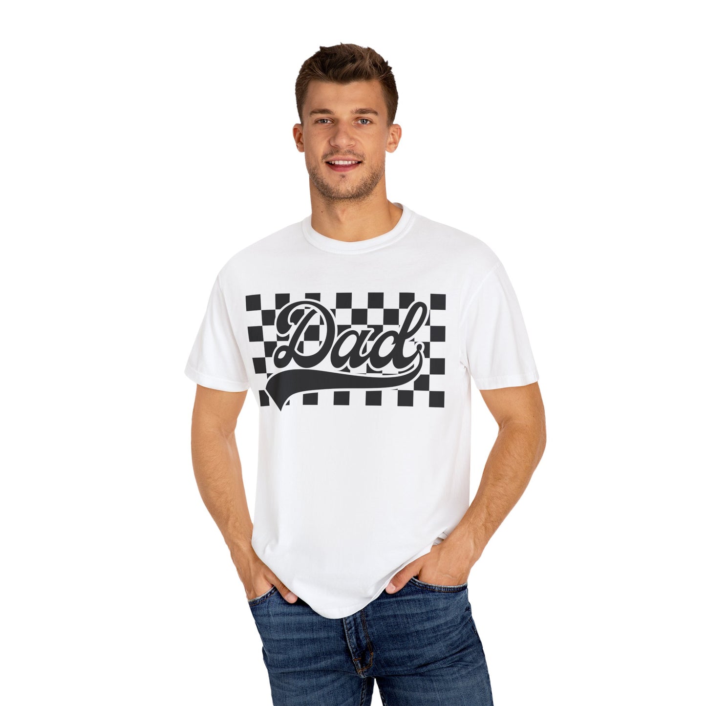 Checkered Dad T-Shirt | Garment-Dyed Tee for Father's Day
