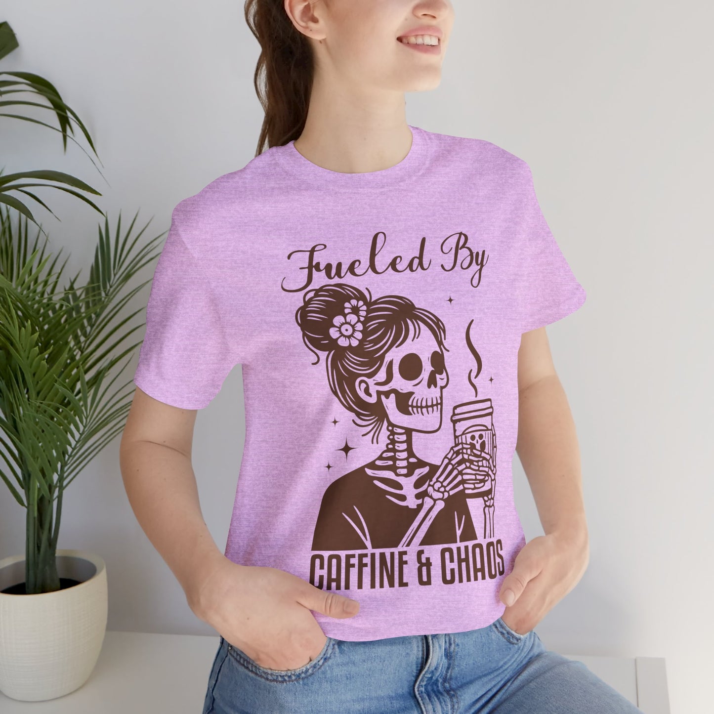 Fueled By Caffeine & Chaos Jersey Tee - Perfect for Coffee Lovers