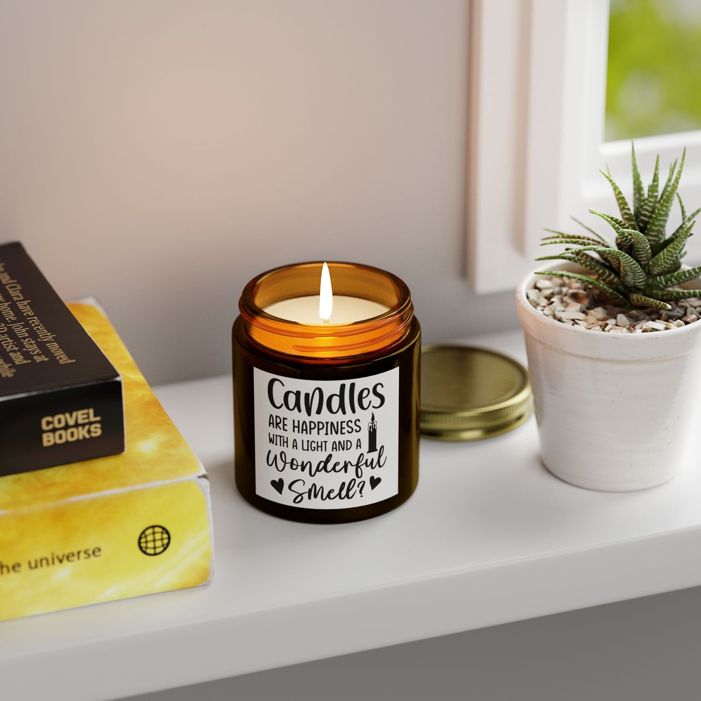 Scented Candles - "Candles Are Happiness" Coconut Apricot Wax (4oz, 9oz) - Ideal for Relaxation and Gifting