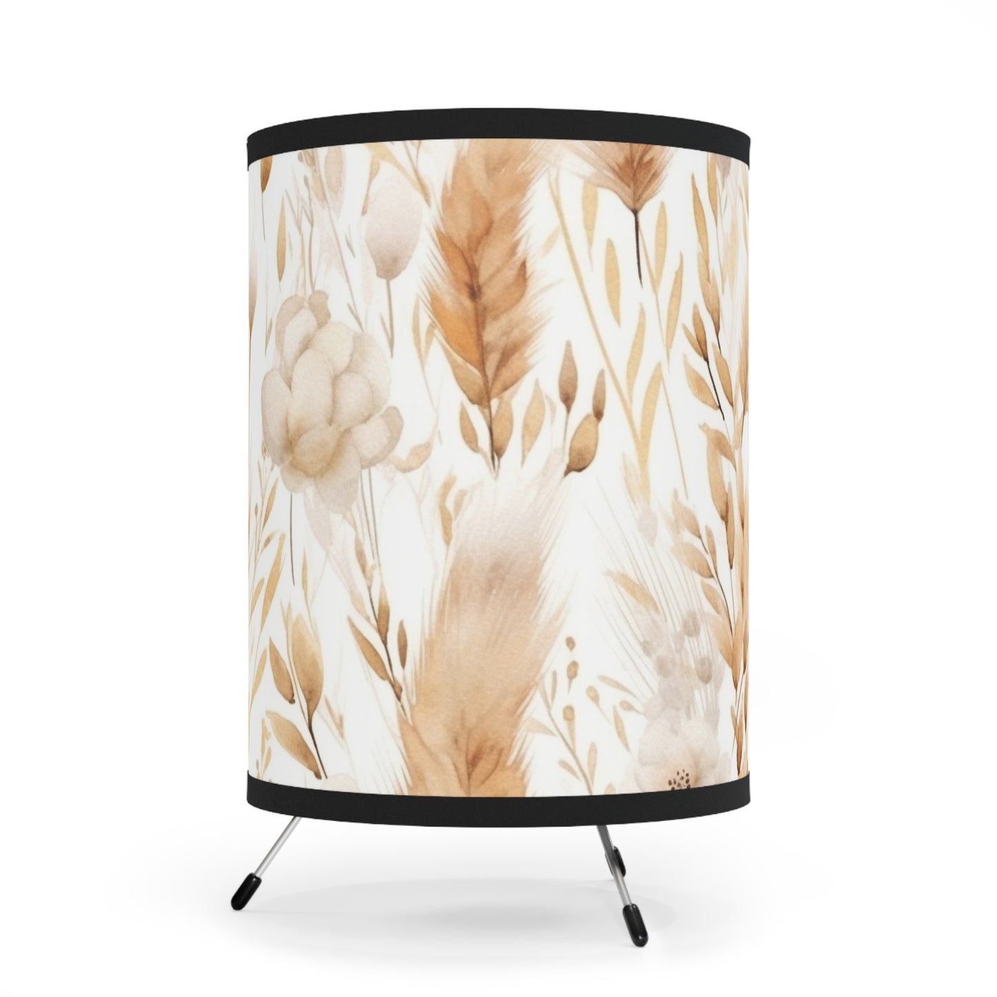 Boho Floral Tripod Lamp - High-Res Printed Shade for Cozy Home Decor