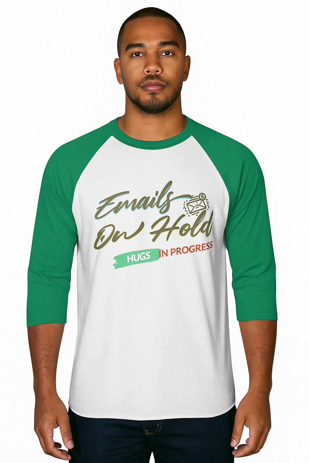 Emails On Hold Shirt – Funny Work From Home Tee, Office Humor Gift,Raglan, Weekend Casual, Gift for Coworkers
