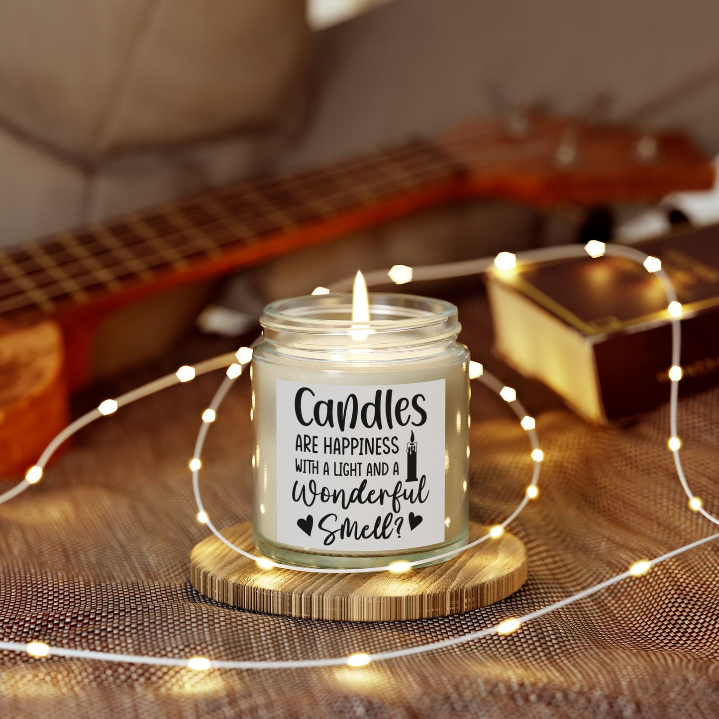 Scented Candles - "Candles Are Happiness" Coconut Apricot Wax (4oz, 9oz) - Ideal for Relaxation and Gifting