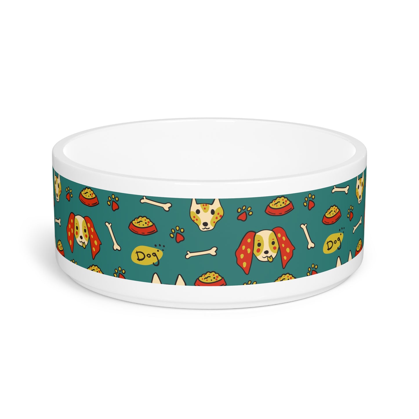 Cute Dog-Themed Pet Bowl with Paw Prints and Bones