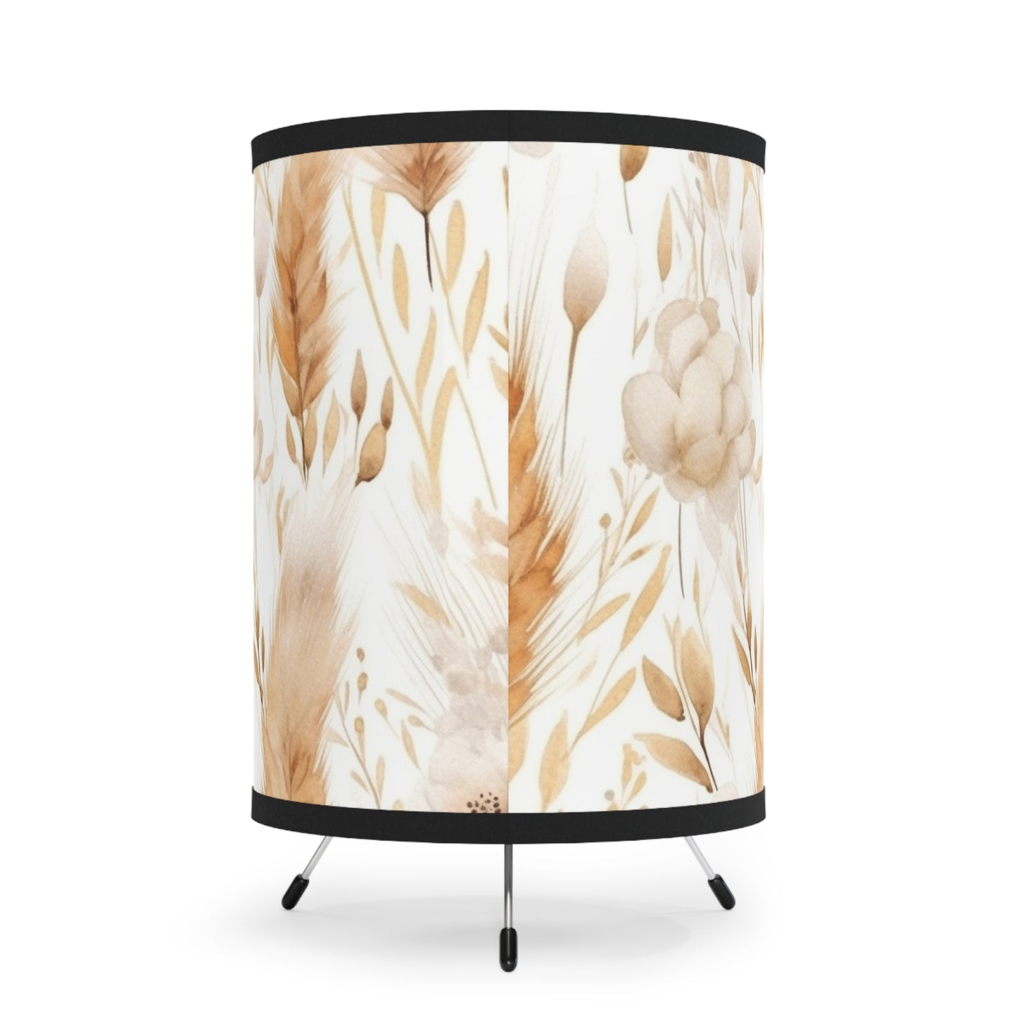 Boho Floral Tripod Lamp - High-Res Printed Shade for Cozy Home Decor