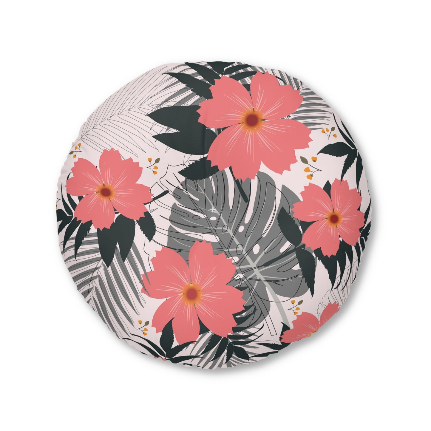 Tropical Floral Tufted Floor Pillow - Round Decorative Cushion for Relaxation and Home Decor
