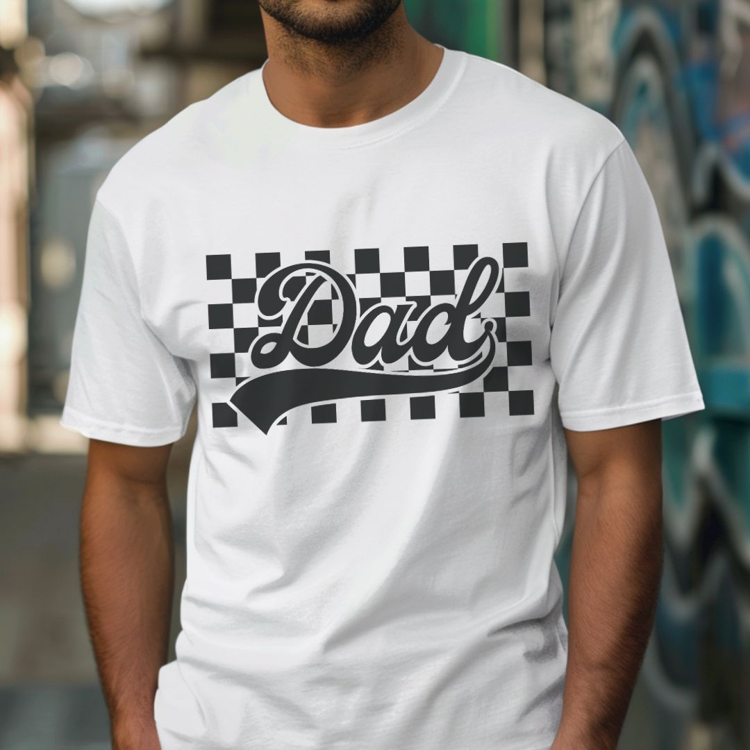 Checkered Dad T-Shirt | Garment-Dyed Tee for Father's Day