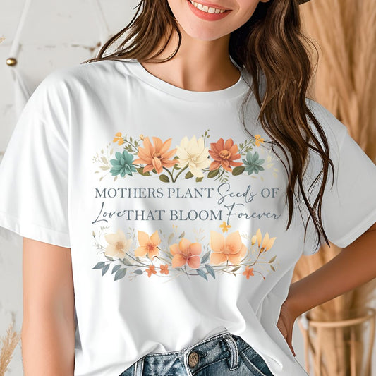 Mother's Day Floral Tee - Jersey Short Sleeve Shirt with Inspirational Quote