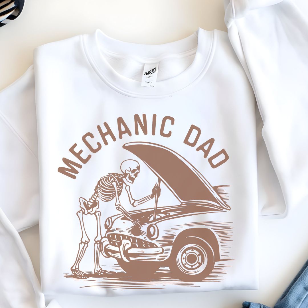 Skeleton Mechanic Dad Sweatshirt | Heavy Blend Crewneck