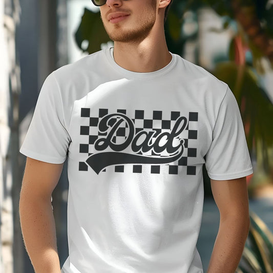 Checkered Dad T-Shirt | Garment-Dyed Tee for Father's Day