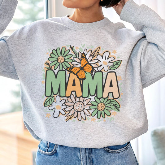 Floral Mama Crewneck Sweatshirt - Cozy Gift for Moms