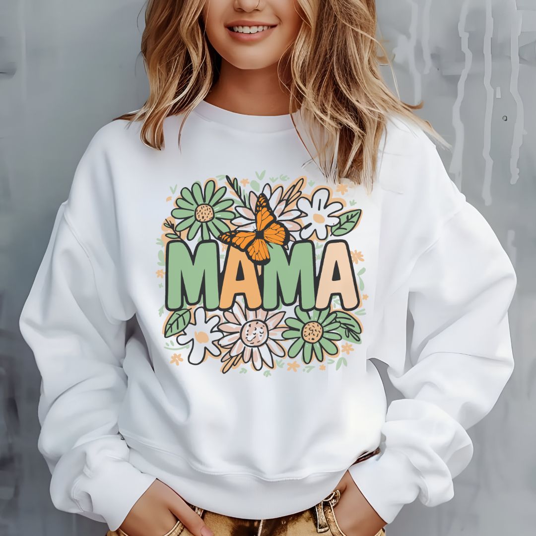Floral Mama Crewneck Sweatshirt - Cozy Gift for Moms