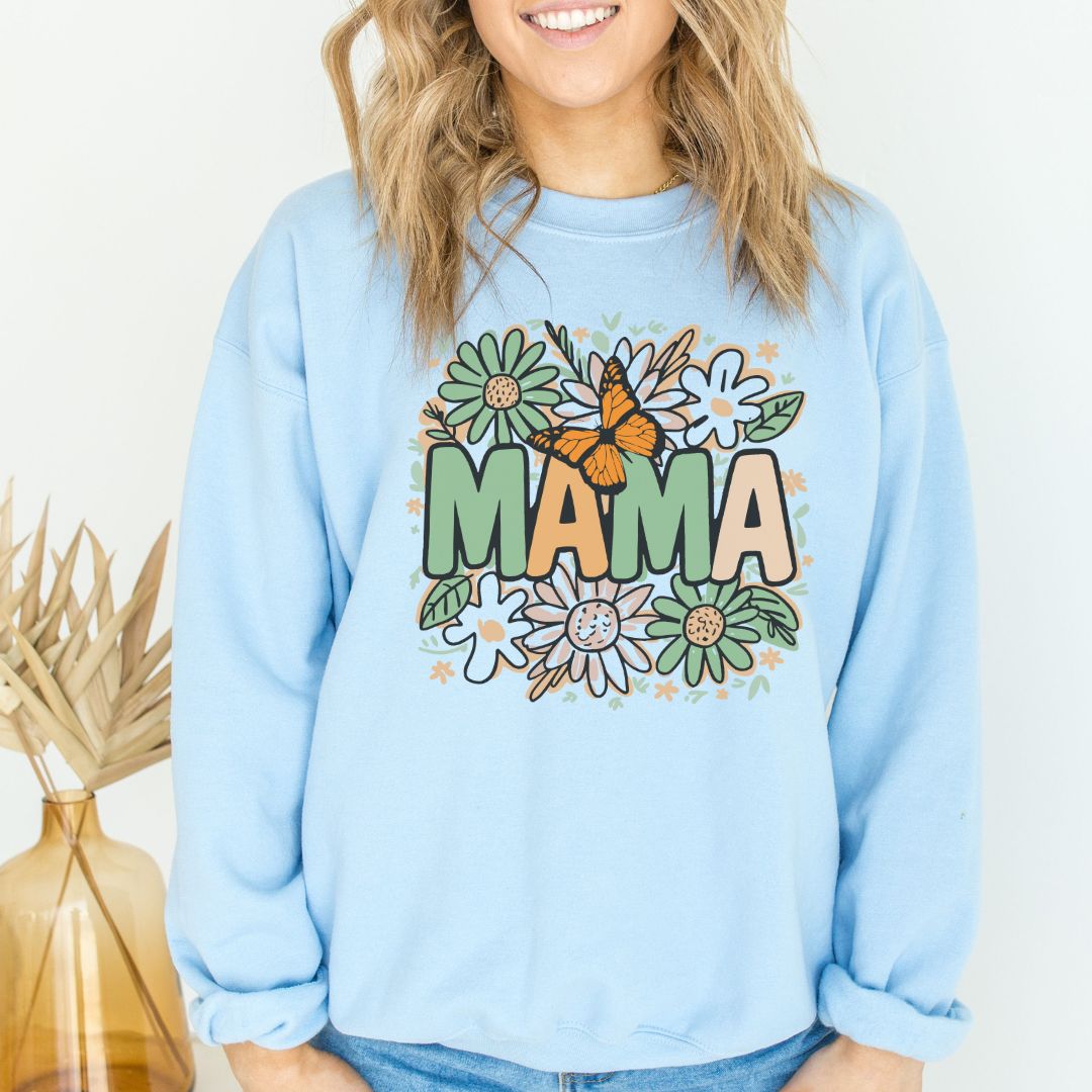 Floral Mama Crewneck Sweatshirt - Cozy Gift for Moms