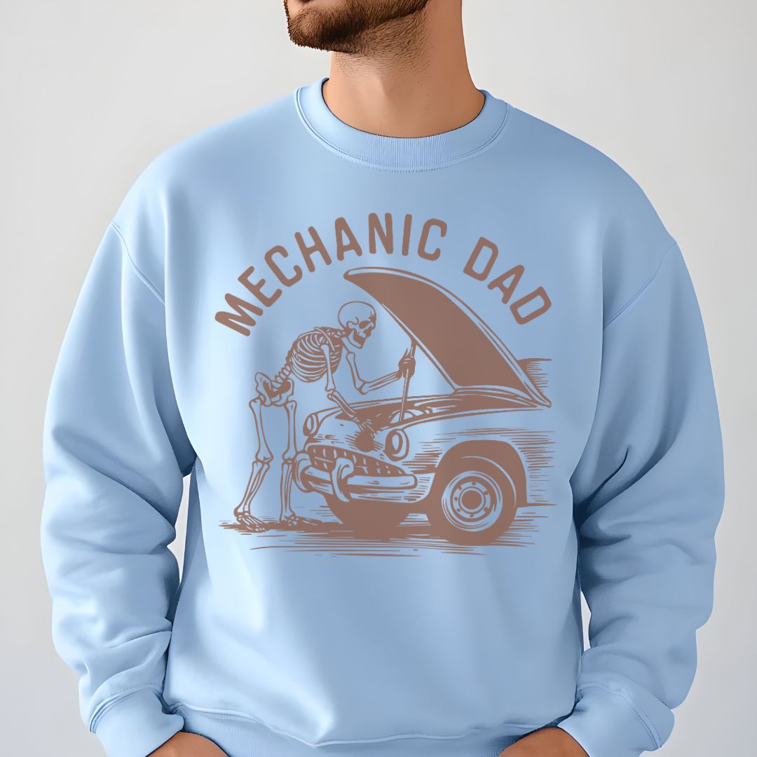 Skeleton Mechanic Dad Sweatshirt | Heavy Blend Crewneck