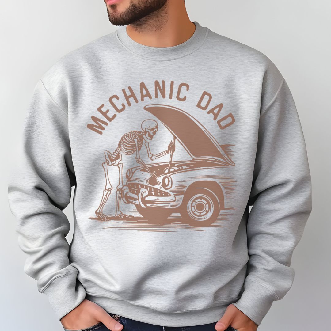 Skeleton Mechanic Dad Sweatshirt | Heavy Blend Crewneck