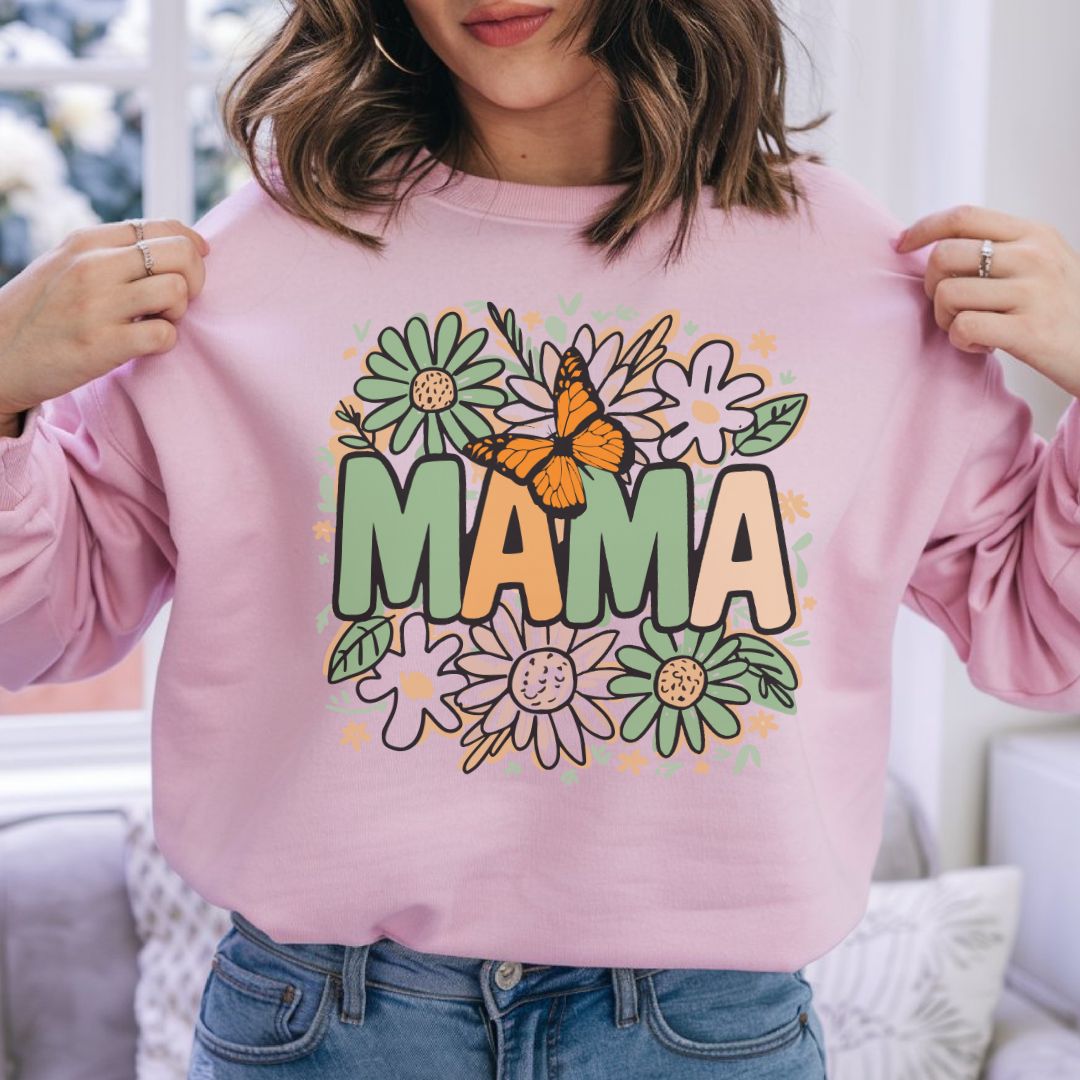 Floral Mama Crewneck Sweatshirt - Cozy Gift for Moms